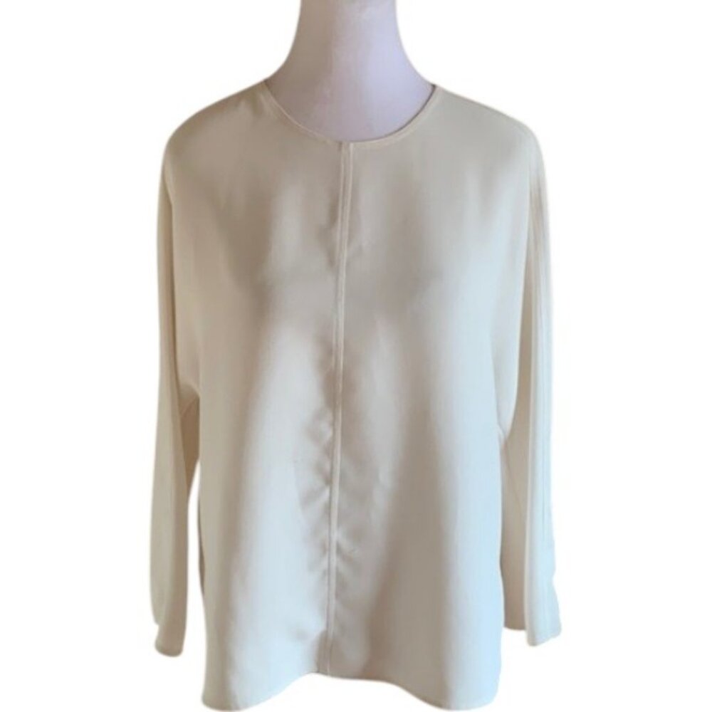Vince relaxed fit long sleeve blouse cream women's size 6